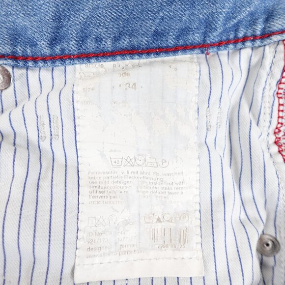 Alberto Modern Fit Stone Jeans Men's 34x35 Straight Leg Light Wash Faded Denim - Picture 7 of 11